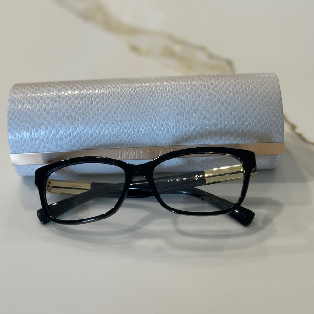 Jimmy Choo Black Glasses with Textured White Case